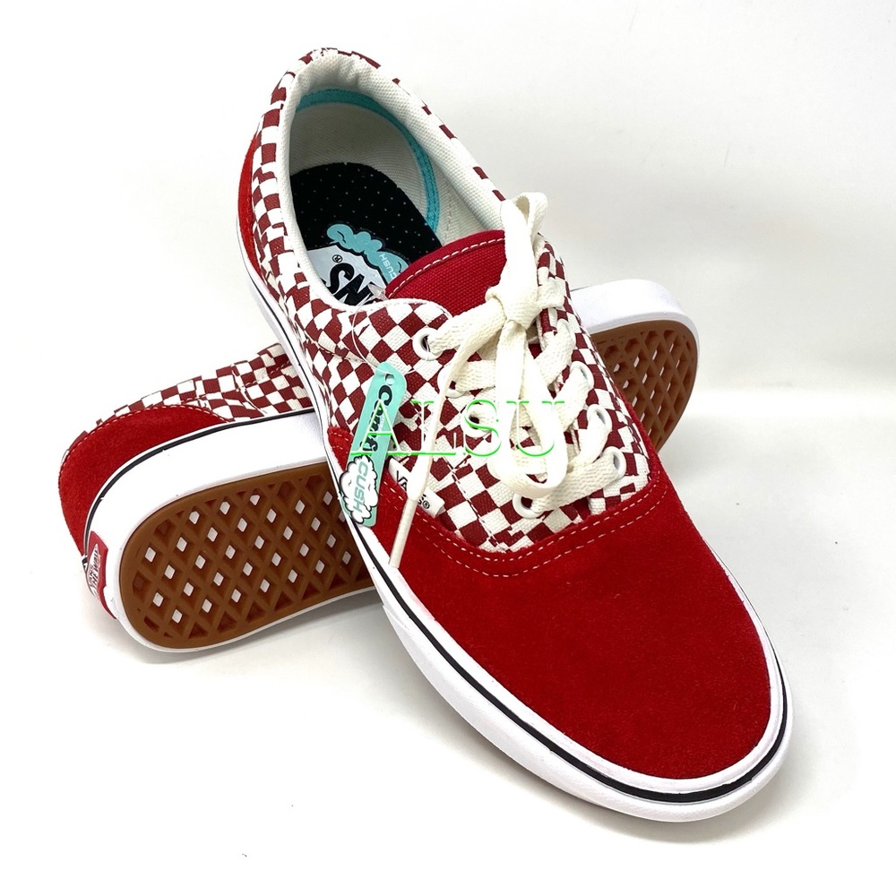 VANS Comfycush Era Tear Check Red Suede Canvas W - Picture 8 of 10